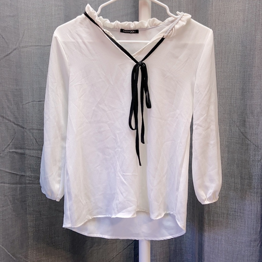 Papermoon white pipe lined blouse